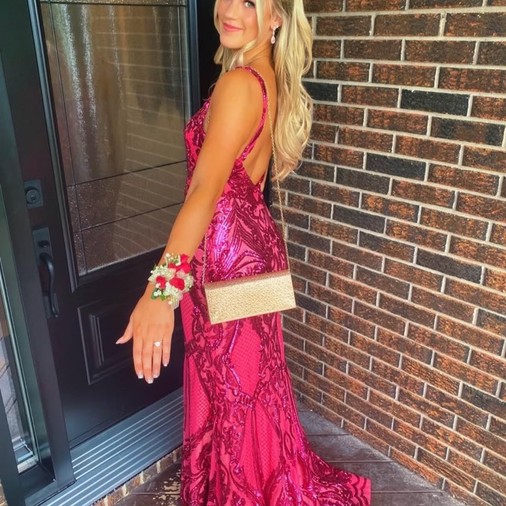 Stunning Pink Sequin Gown/Prom dress